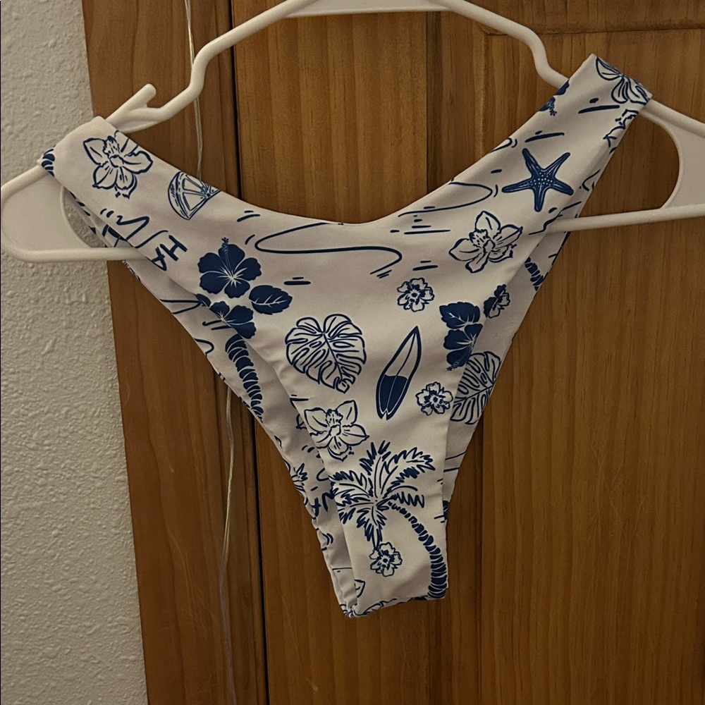 Floral Blue and White Bikini Bottom